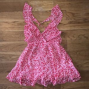 Red and white cross front and back romper